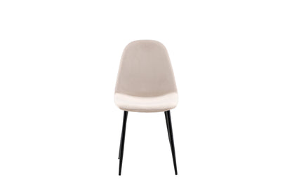 Beige chair with black legs on a white background