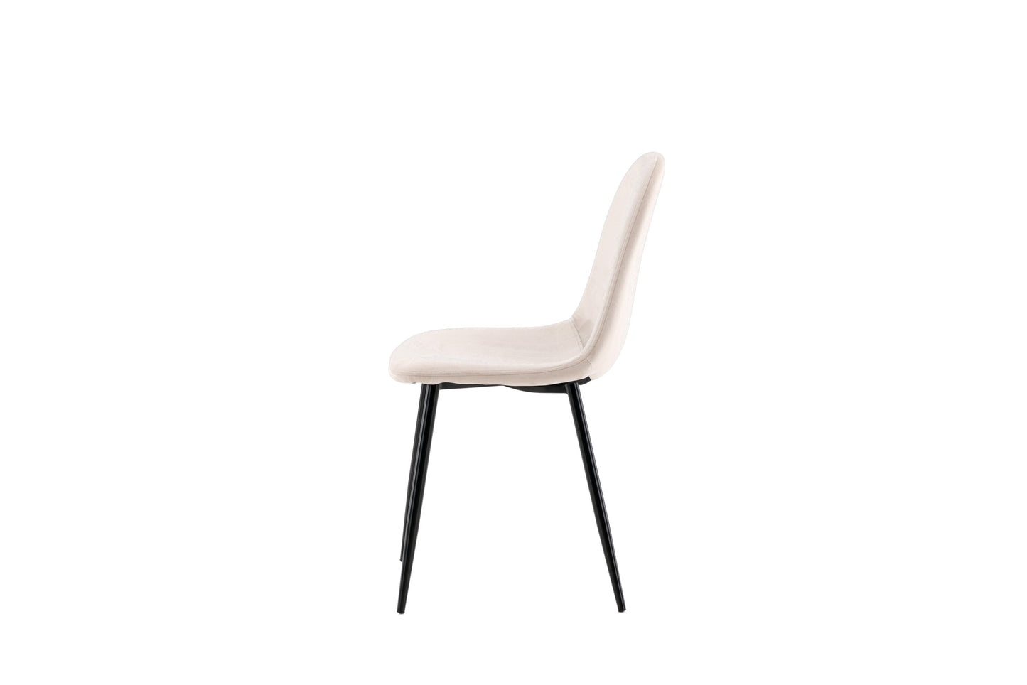 White chair with black legs on a white background