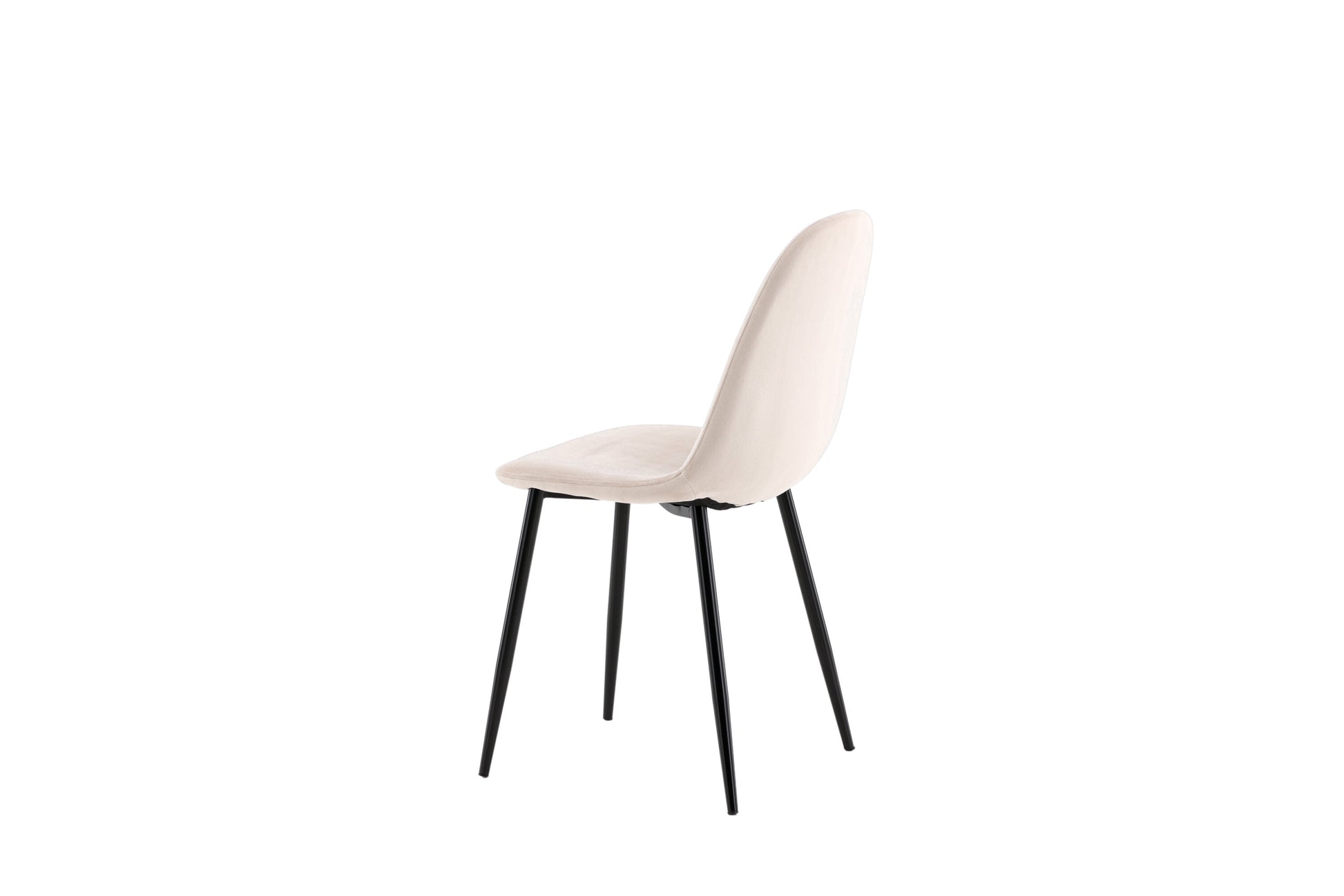 White chair with black legs on a white background