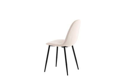 White chair with black legs on a white background
