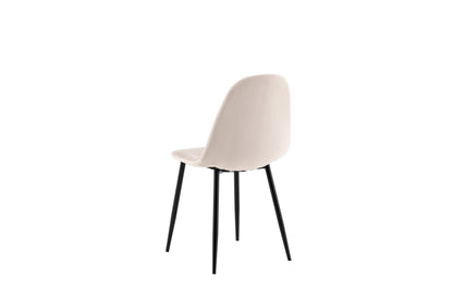 White chair with black legs on a white background