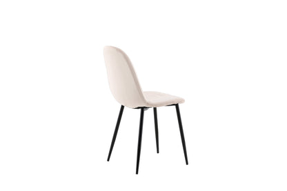 White chair with black legs on a white background