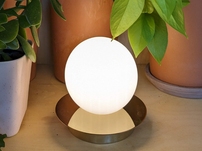 Brass opal disk cordless table lamp - BlissVeranda