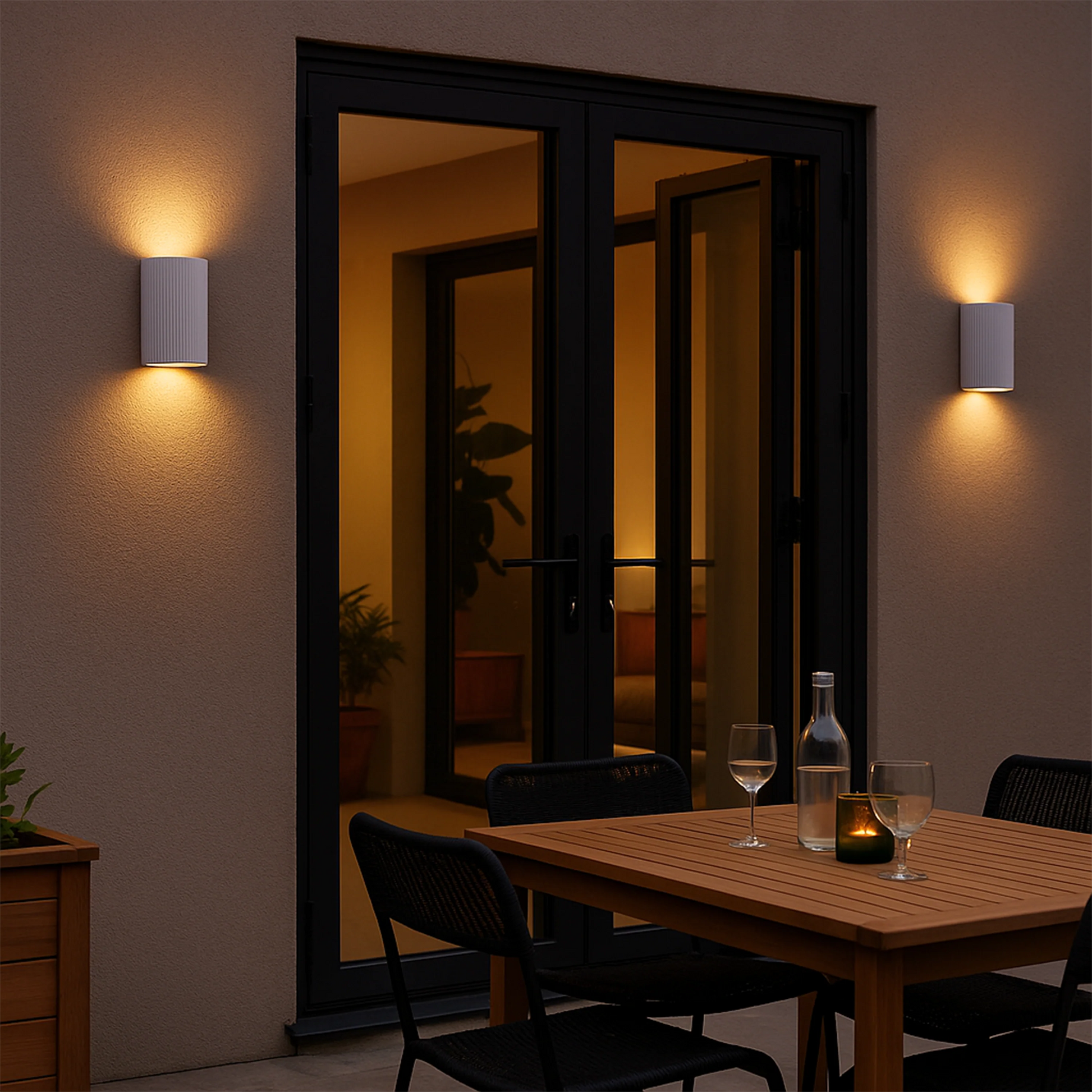 White ribbed ceramic wall light  Outdoor Wall Light BlissVeranda