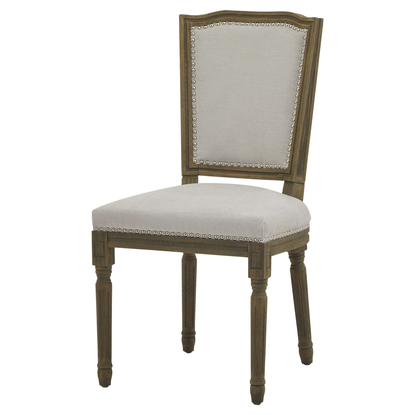 Wooden chair with upholstered seat and backrest on a white background
