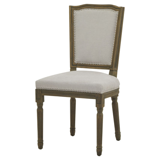 Wooden chair with upholstered seat and backrest on a white background
