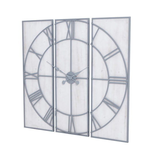 Decorative wall clock with a geometric design on a white background