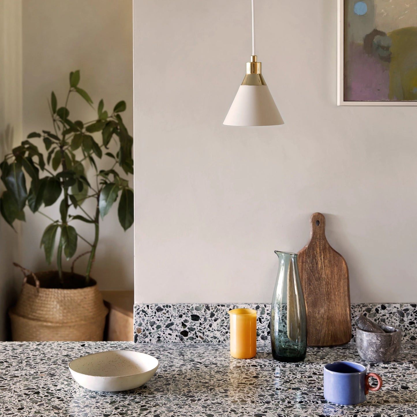 Sand grey cone pendant ceiling light - BlissVeranda