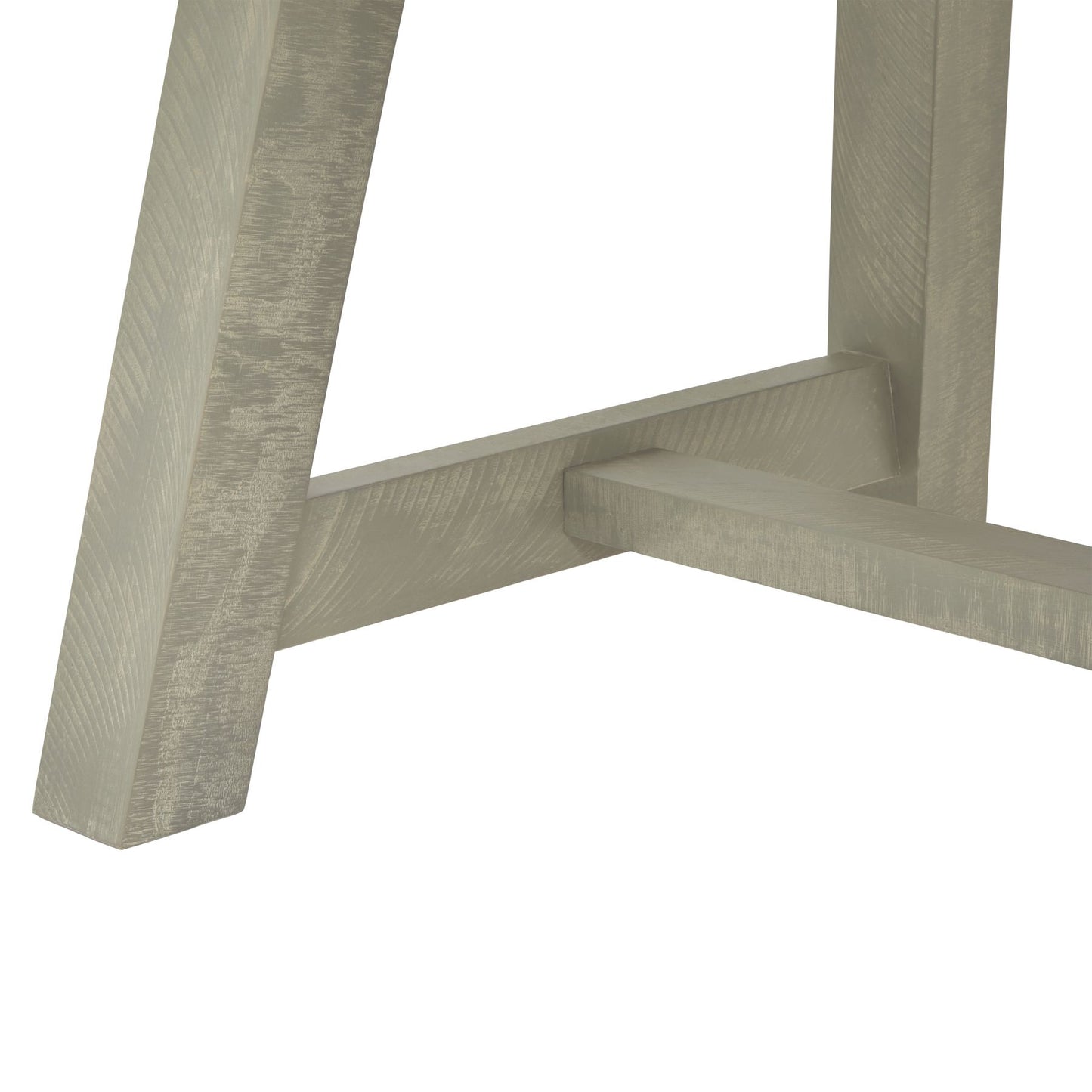 Close-up of a wooden chair frame on a white background