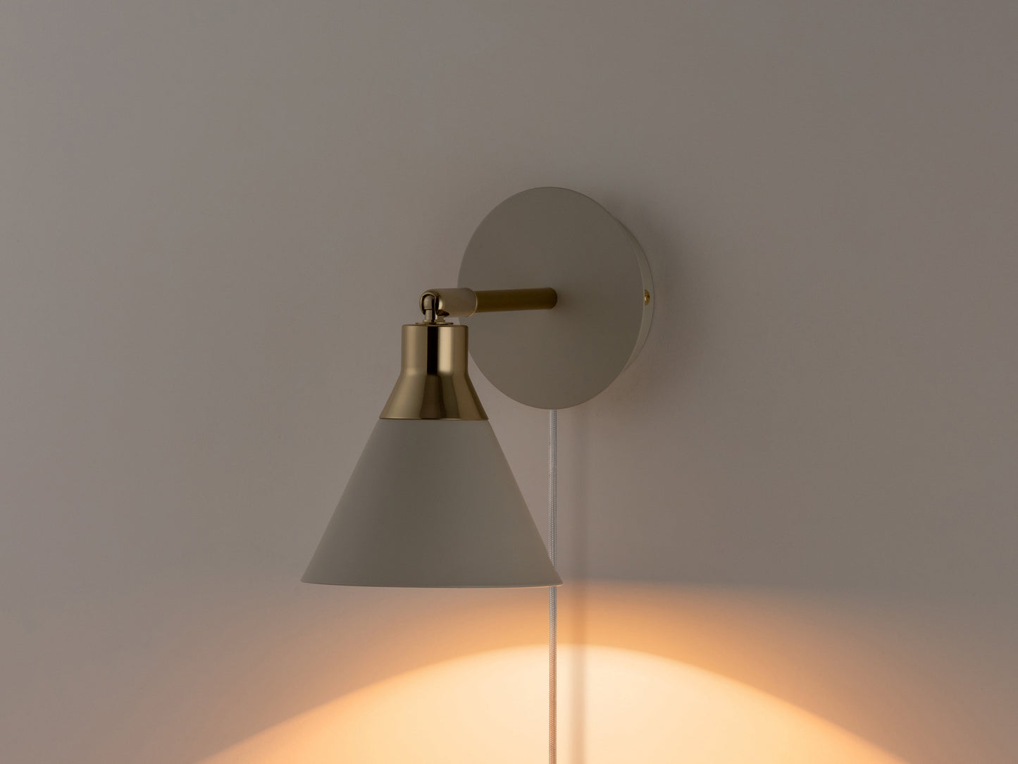 Sand grey cone plug-in wall light - BlissVeranda