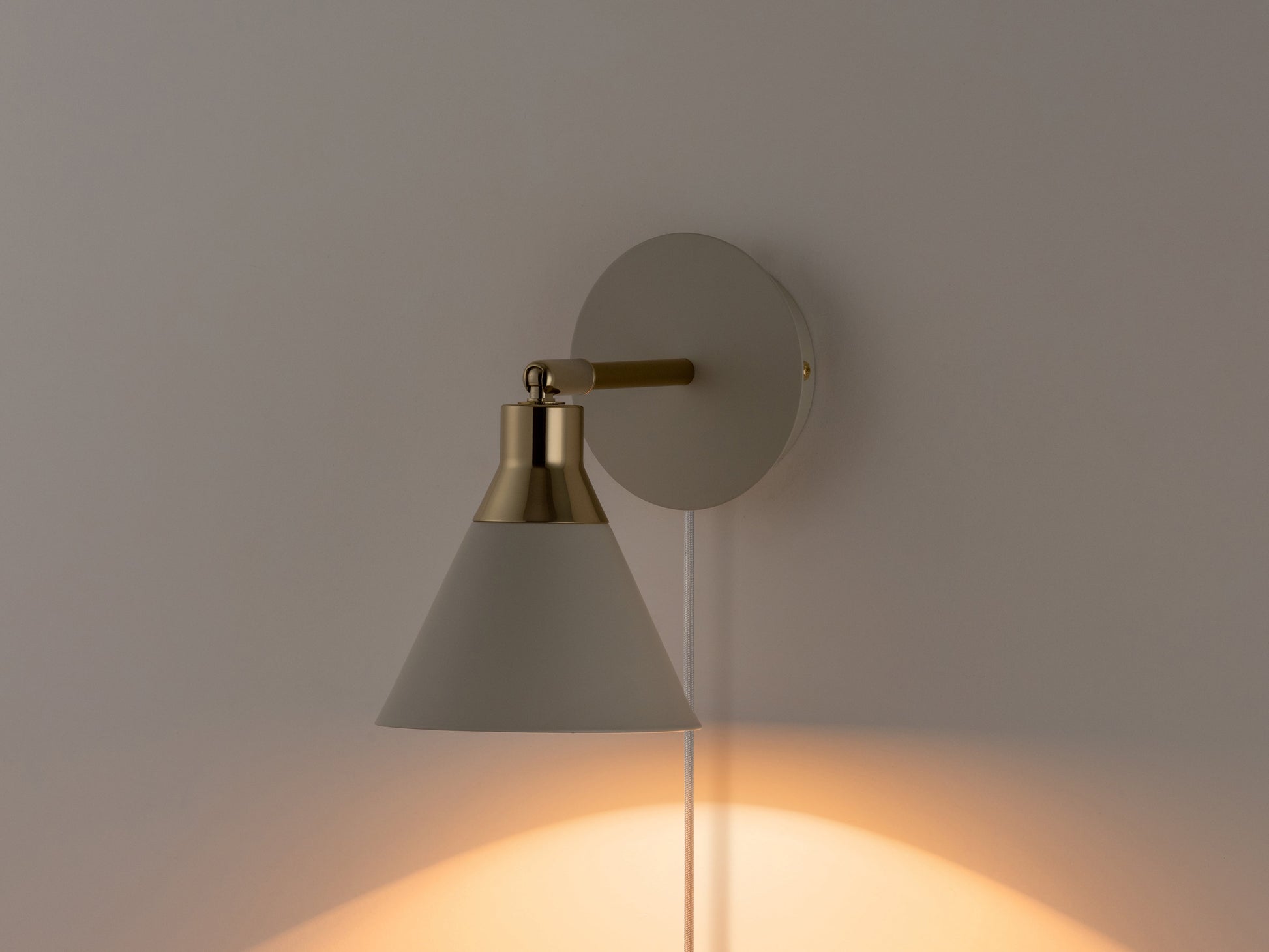 Sand grey cone plug-in wall light - BlissVeranda