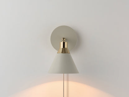 Sand grey cone plug-in wall light - BlissVeranda