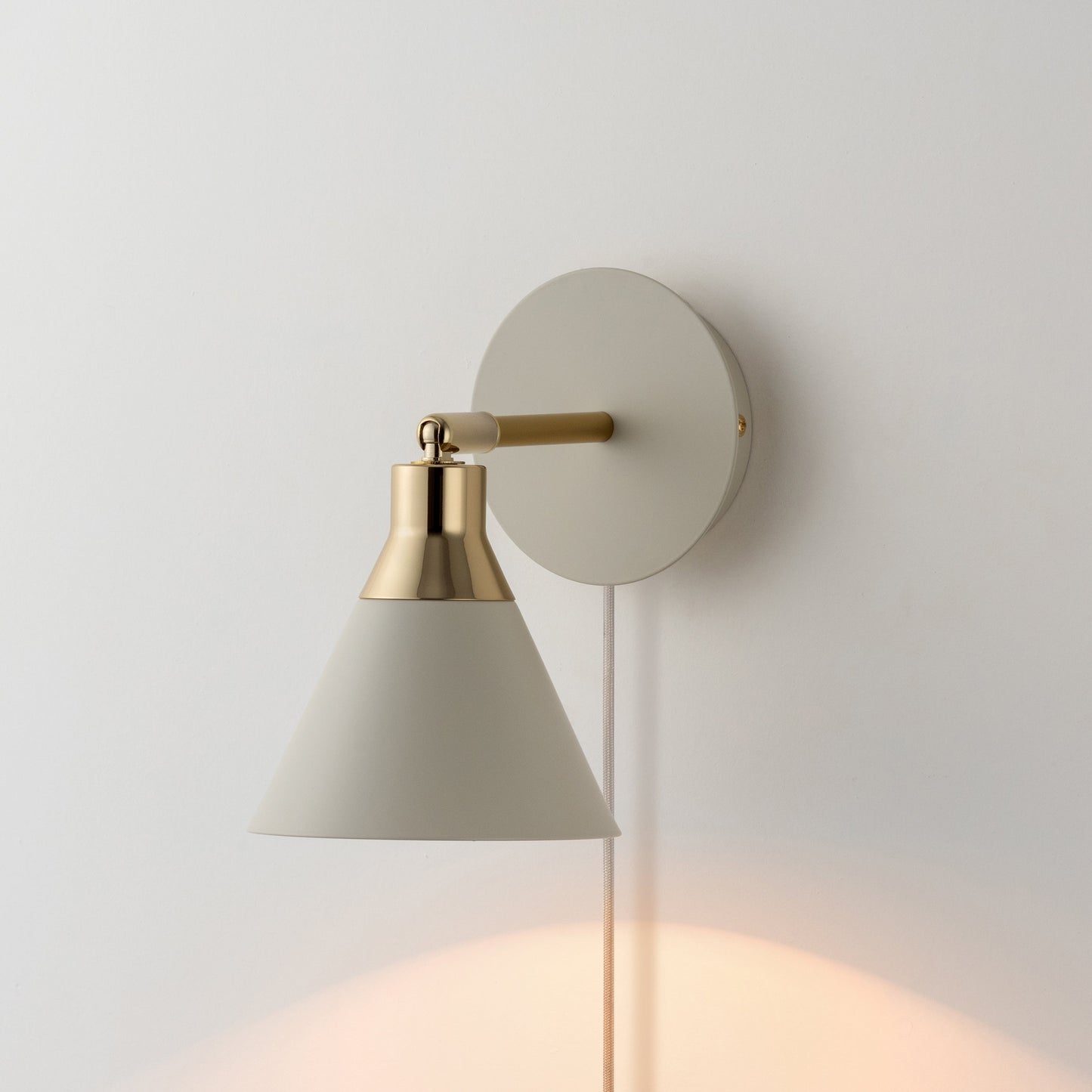 Sand grey cone plug-in wall light - BlissVeranda