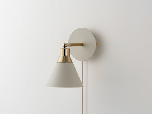 Sand grey cone plug-in wall light - BlissVeranda