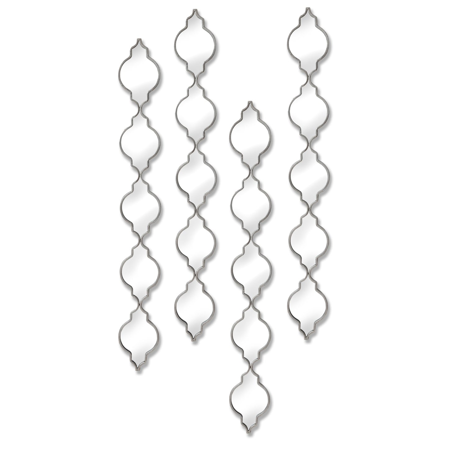 Set of five decorative wall mirrors with a white background