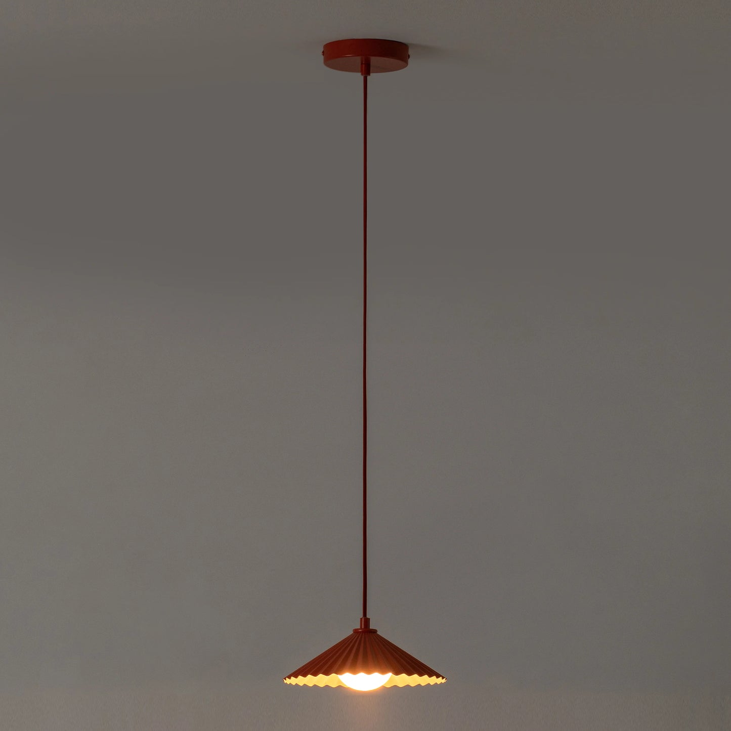 Burnt orange small pleat pendant ceiling light - BlissVeranda