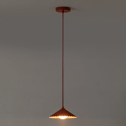 Burnt orange small pleat pendant ceiling light - BlissVeranda