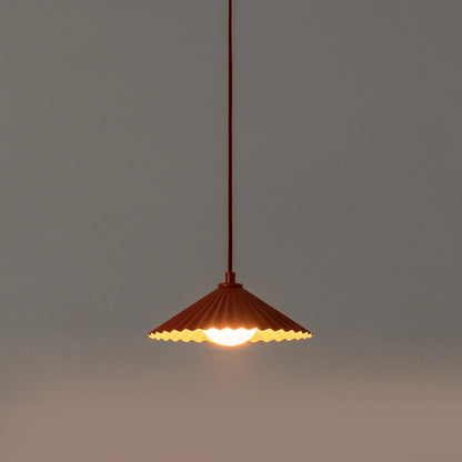 Burnt orange small pleat pendant ceiling light - BlissVeranda