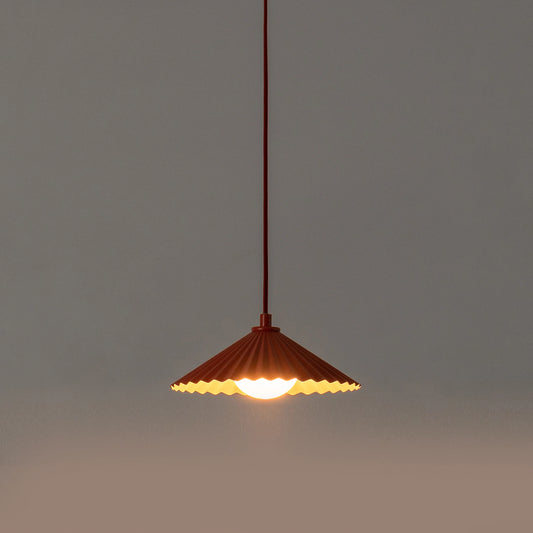 Burnt orange small pleat pendant ceiling light - BlissVeranda