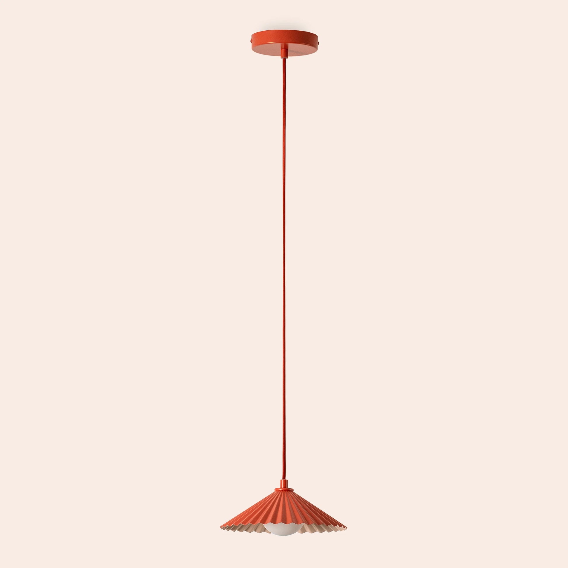 Burnt orange small pleat pendant ceiling light - BlissVeranda