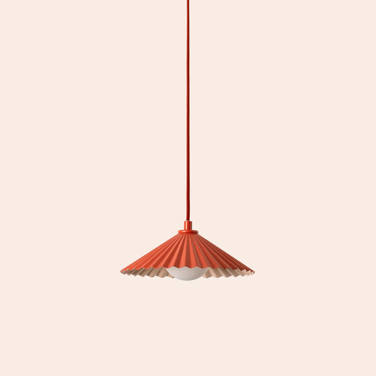 Burnt orange small pleat pendant ceiling light - BlissVeranda