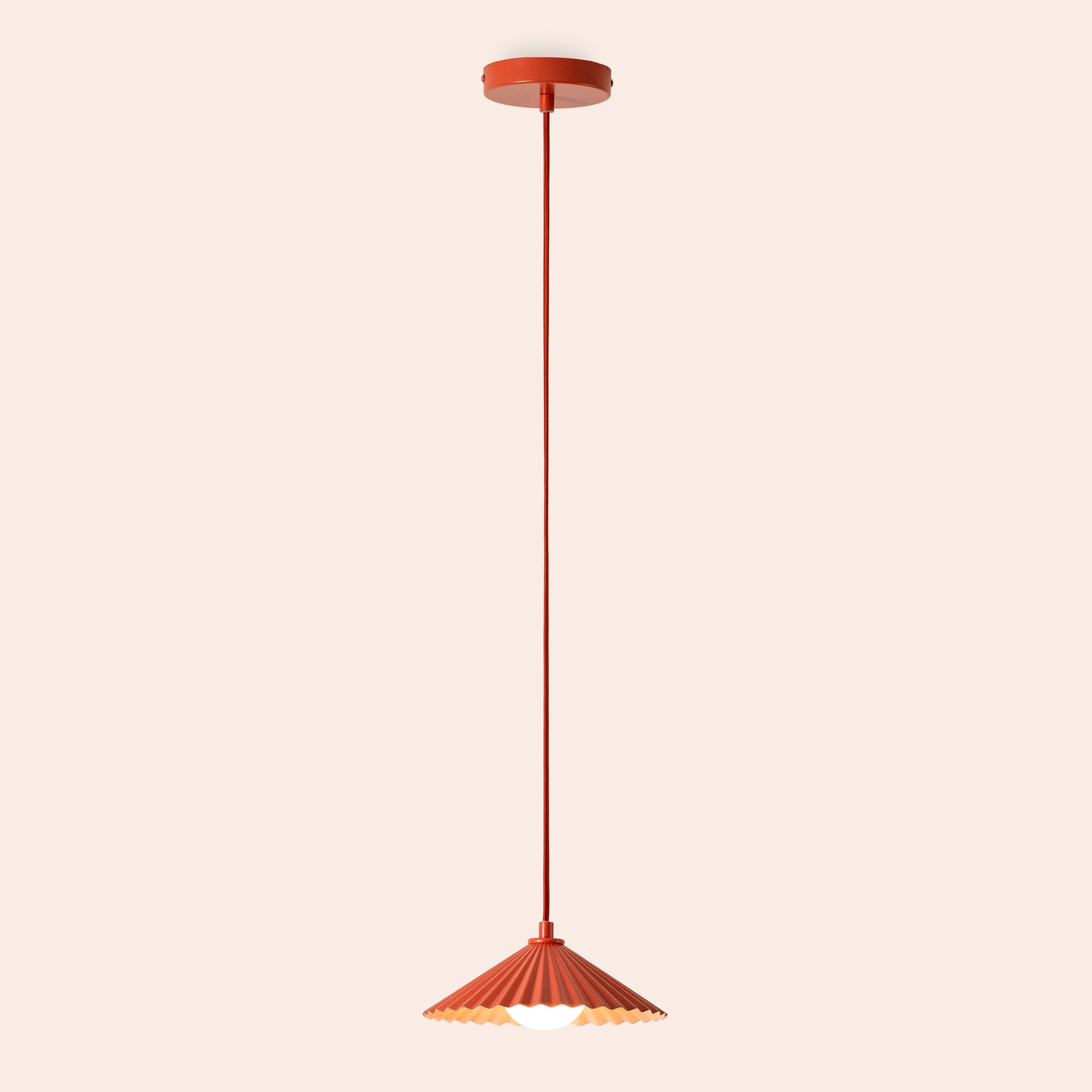 Burnt orange small pleat pendant ceiling light - BlissVeranda