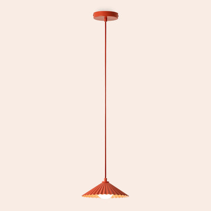 Burnt orange small pleat pendant ceiling light - BlissVeranda