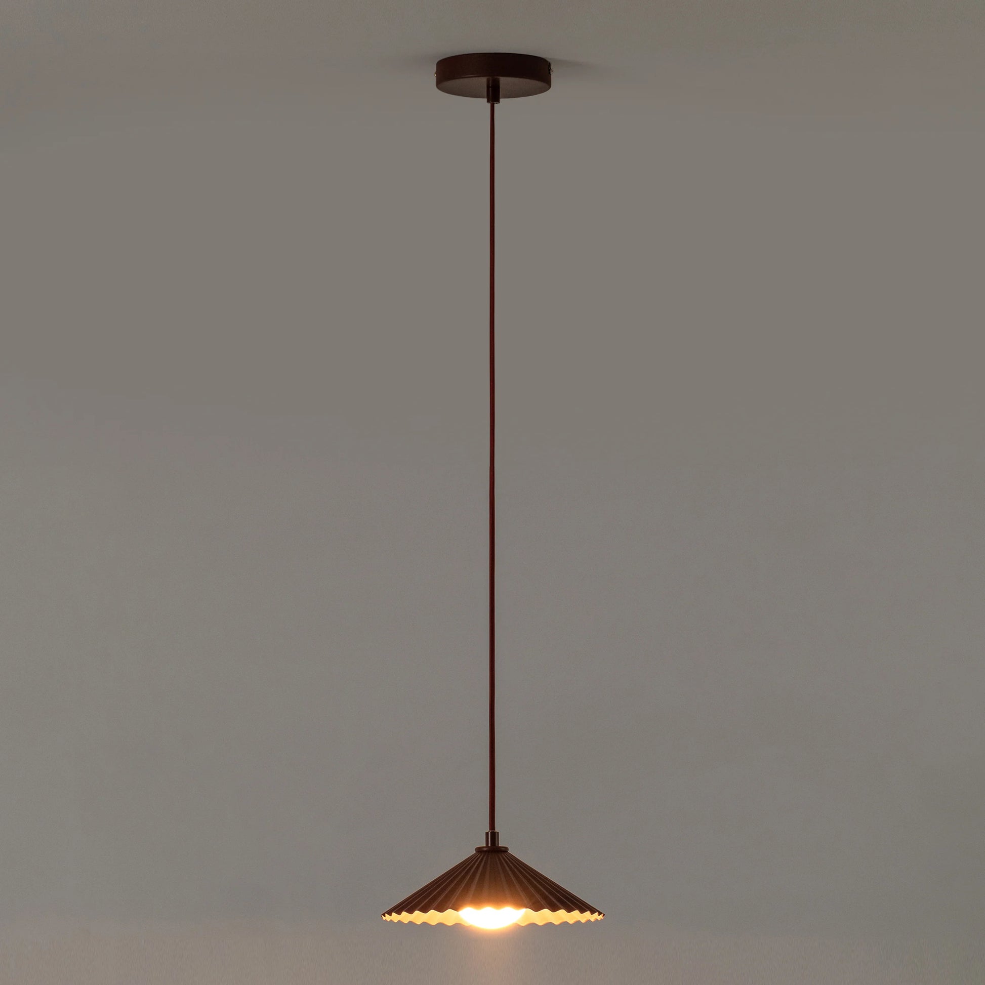 Burgundy small pleat pendant ceiling light - BlissVeranda