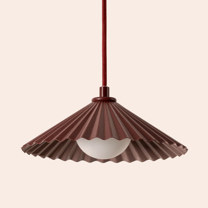 Burgundy small pleat pendant ceiling light - BlissVeranda