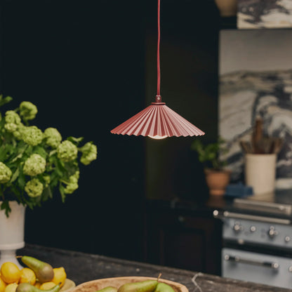 Burgundy small pleat pendant ceiling light - BlissVeranda