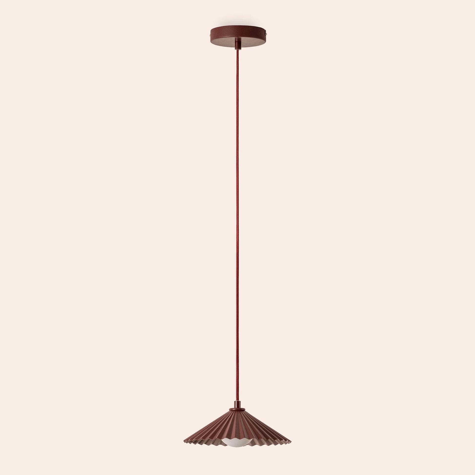 Burgundy small pleat pendant ceiling light - BlissVeranda