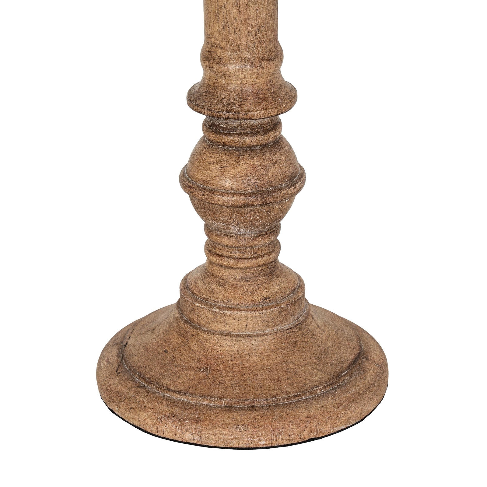 Wooden pedestal base on a white background