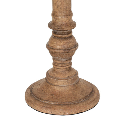 Wooden pedestal base on a white background