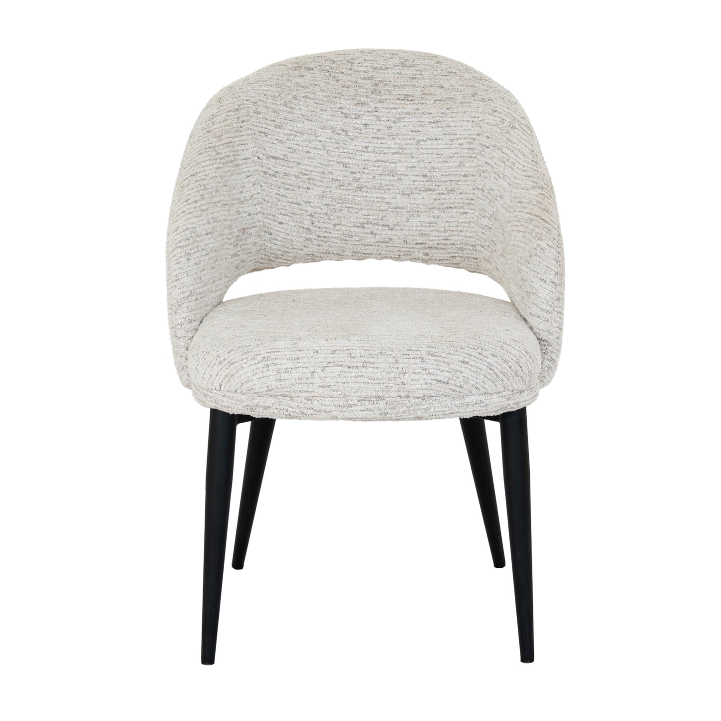 Gray textured chair with black legs on a white background