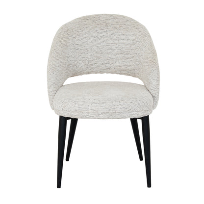 Gray textured chair with black legs on a white background