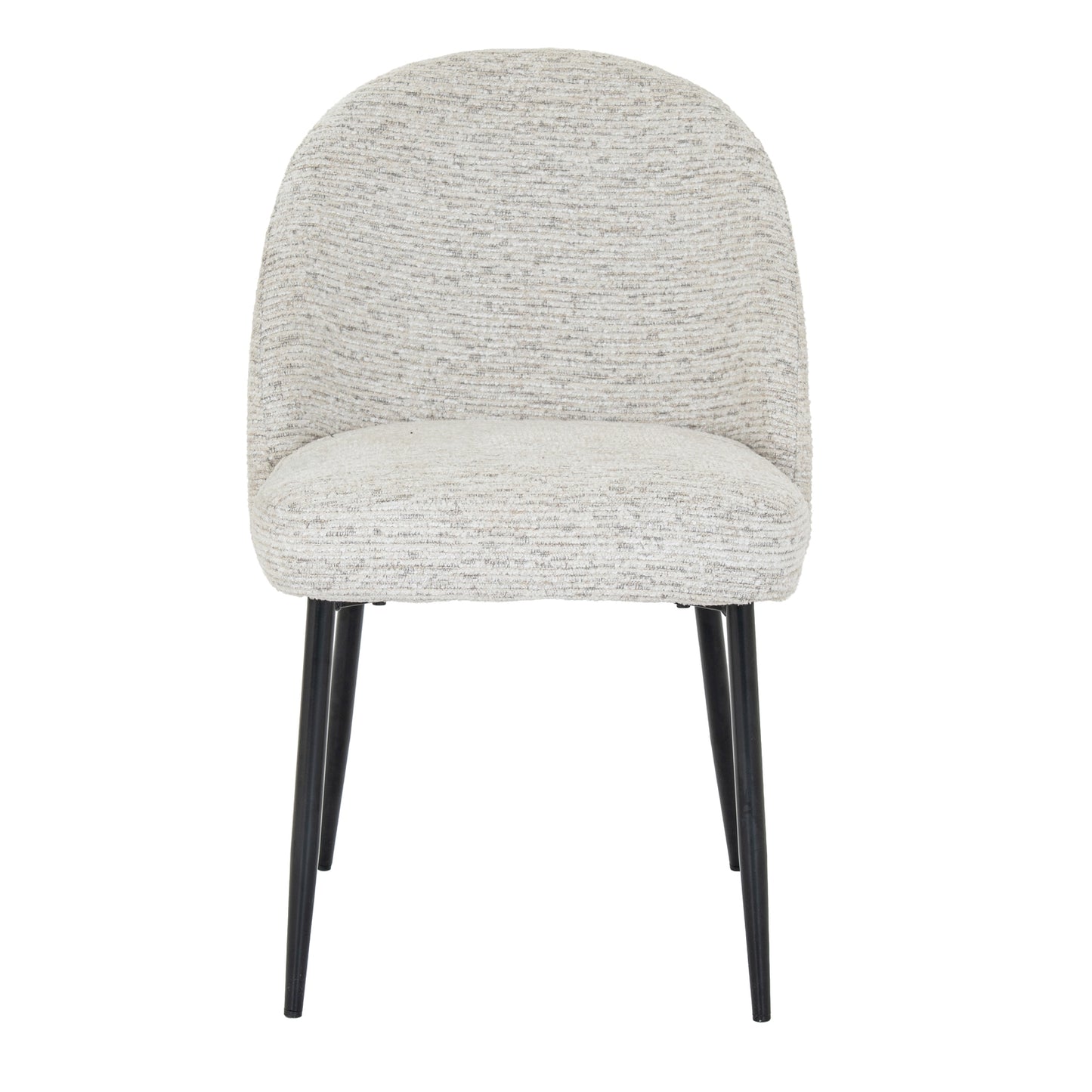 Gray textured chair with black legs on a white background