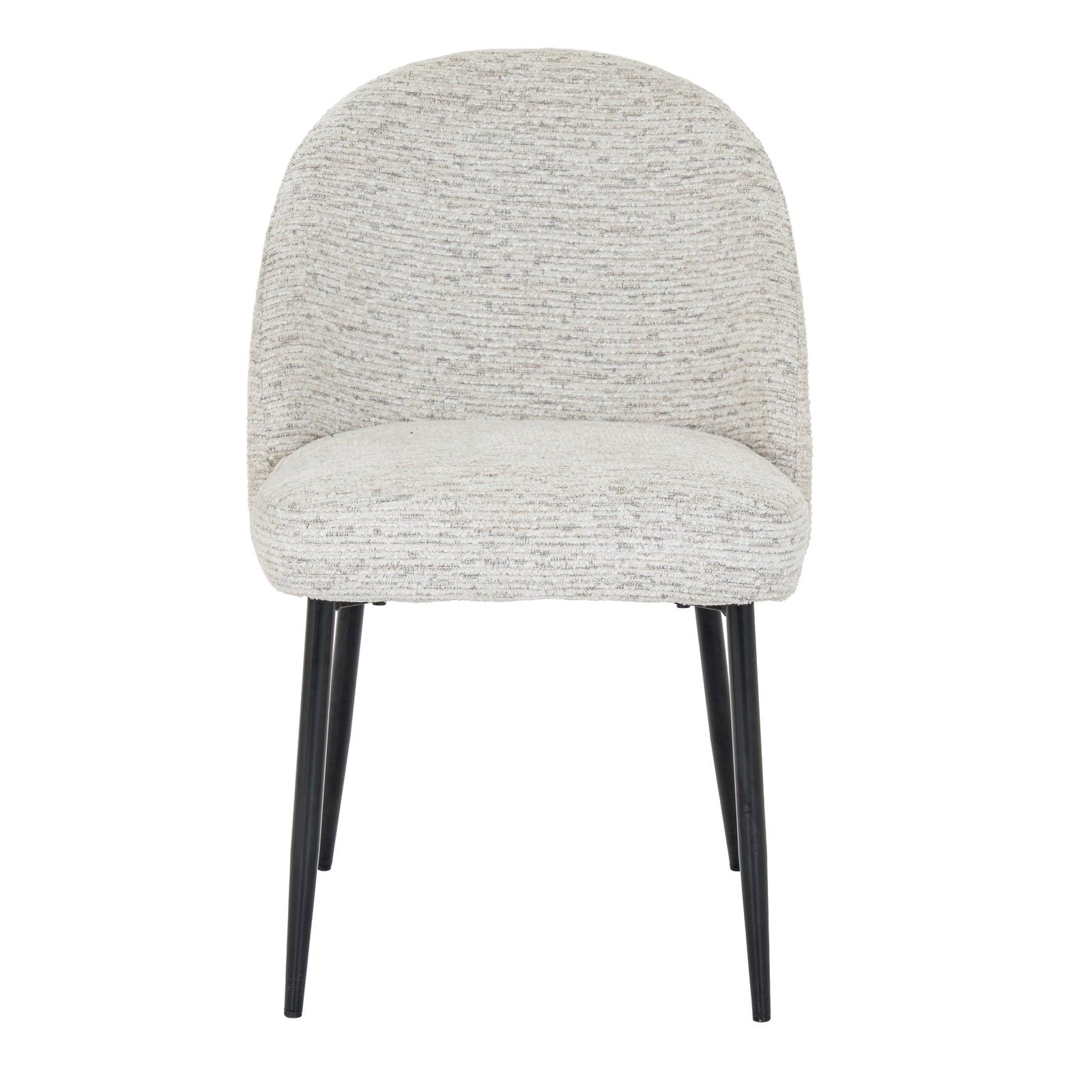Gray textured chair with black legs on a white background