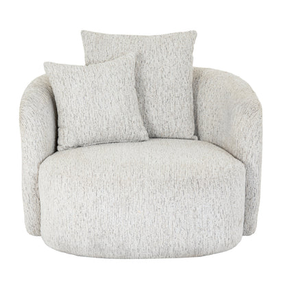 Gray textured armchair with two cushions on a white background
