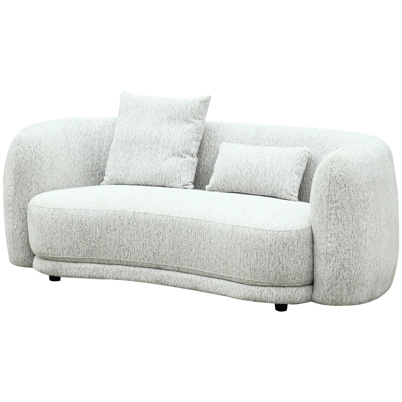 Light gray sofa with two cushions on a white background