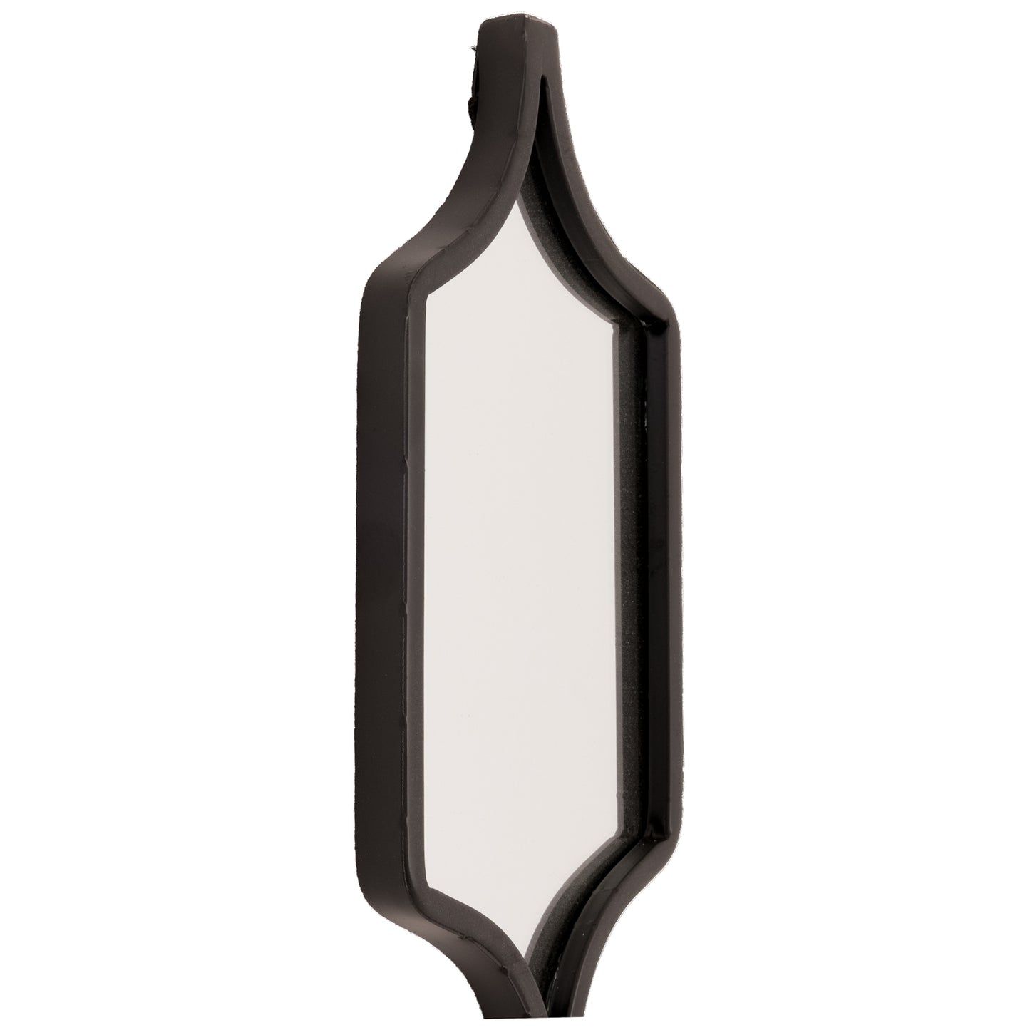 Decorative wall mirror with black frame on a white background