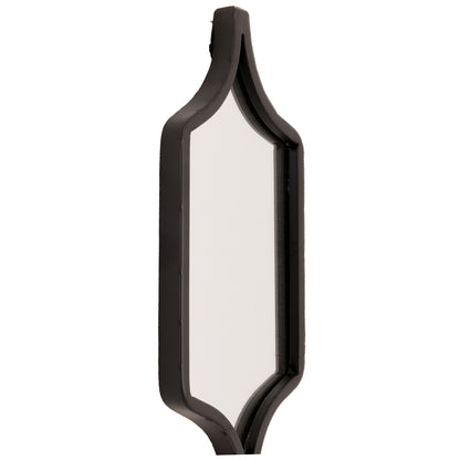 Decorative wall mirror with black frame on a white background