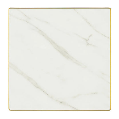 White napkin with gold border on a white background
