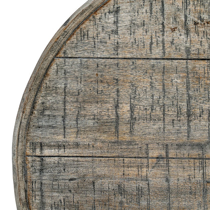 Close-up of a wooden barrel lid with a textured surface