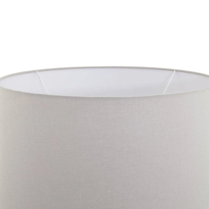 Close-up of a gray lampshade with a white interior on a white background