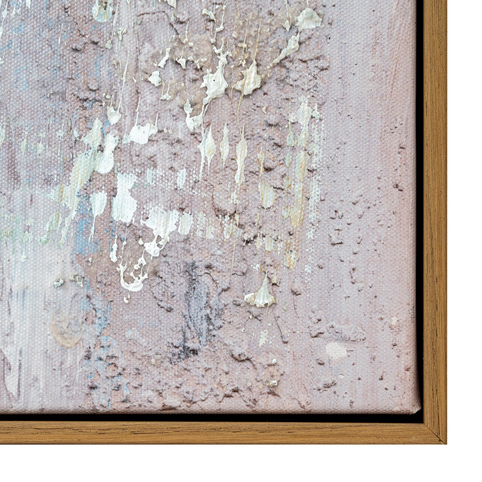 Abstract painting with textured surface and wooden frame