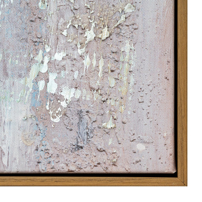 Abstract painting with textured surface and wooden frame