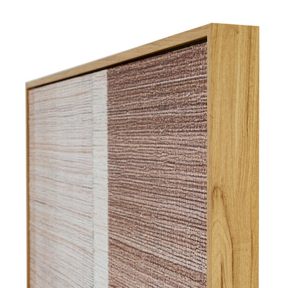 Wooden frame with textured panels on a white background