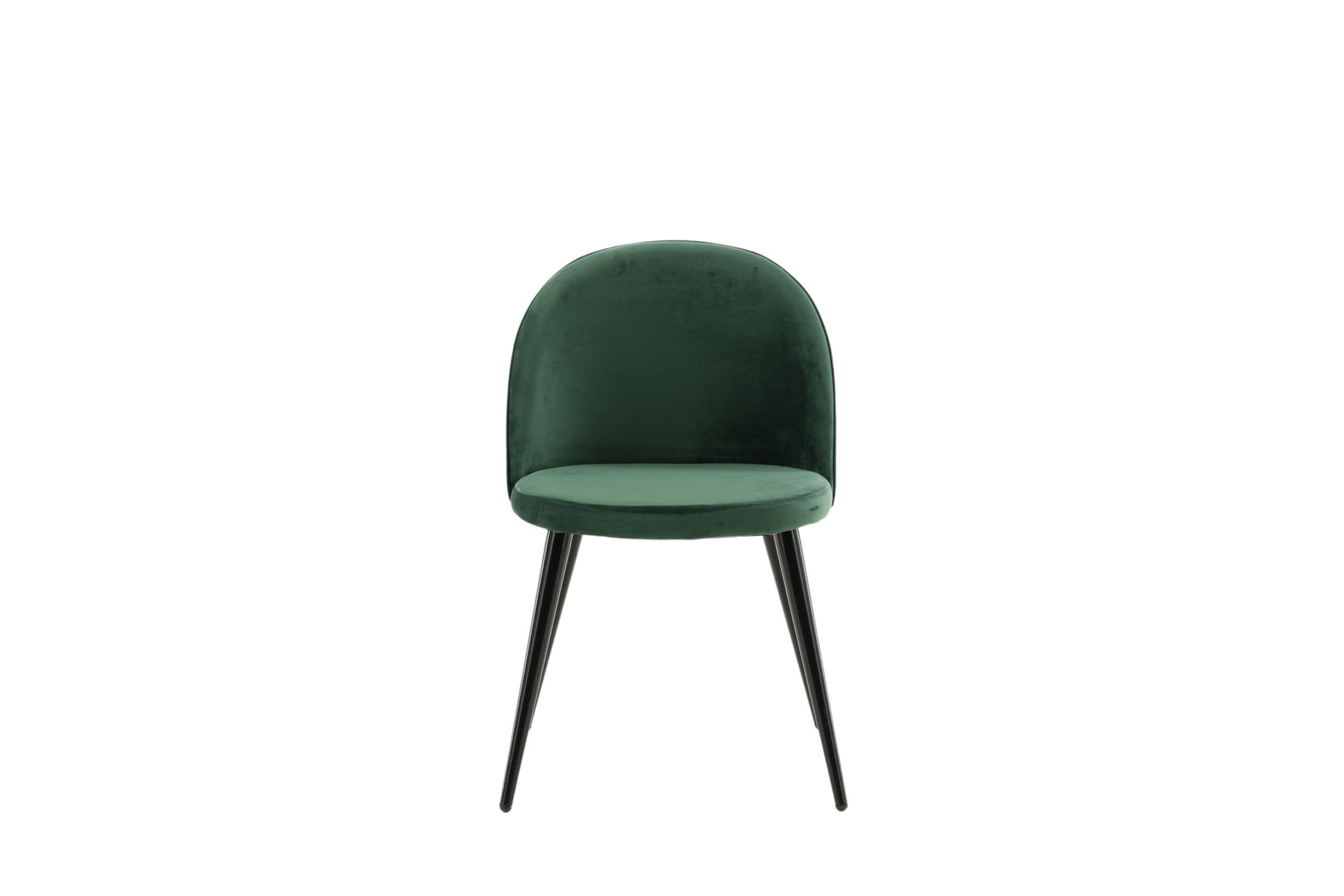 Green chair with black legs on a white background