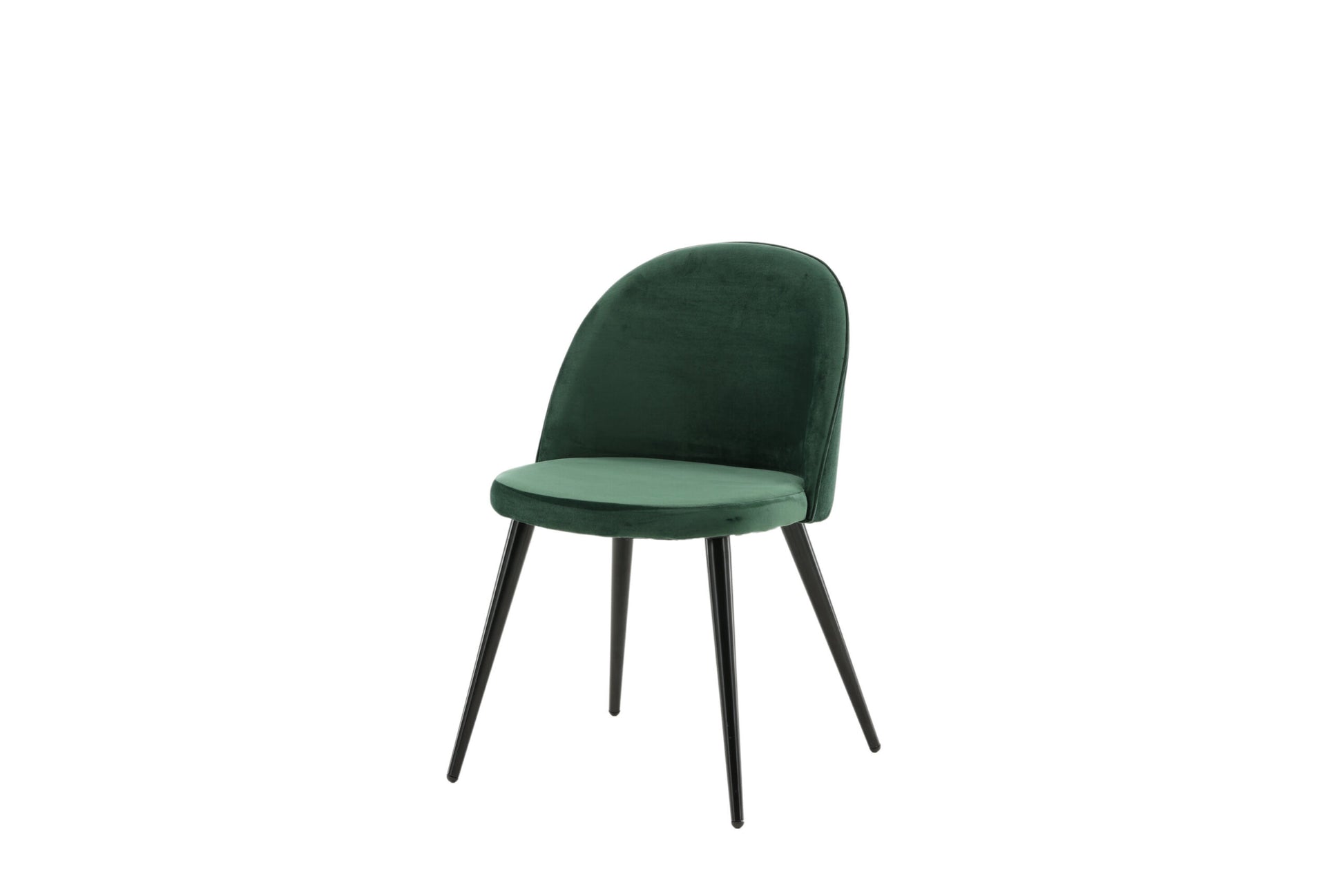 Green chair with black legs on a white background