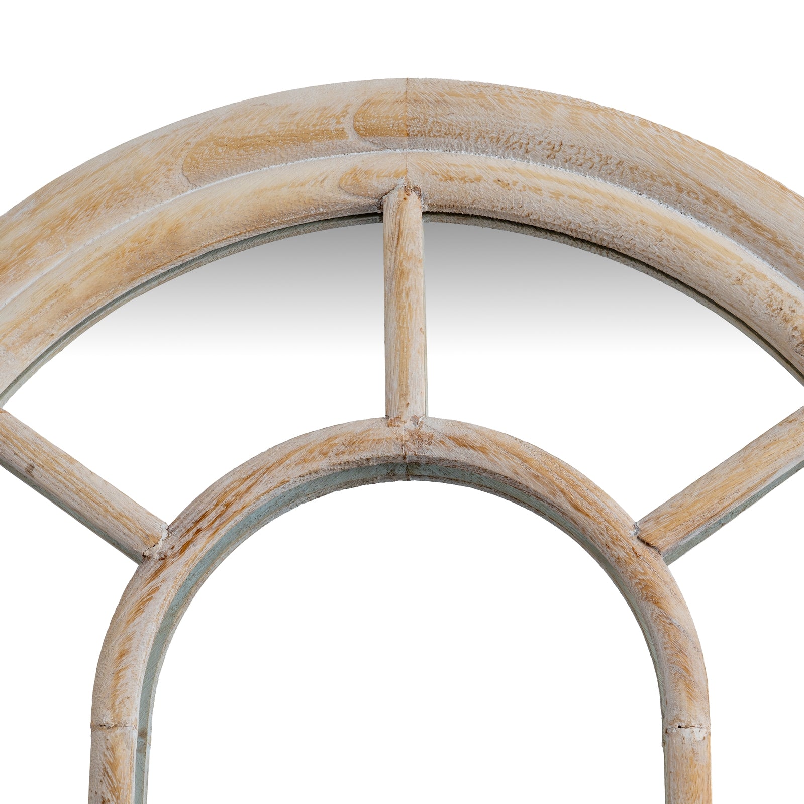 Decorative mirror with wooden frame on a white background